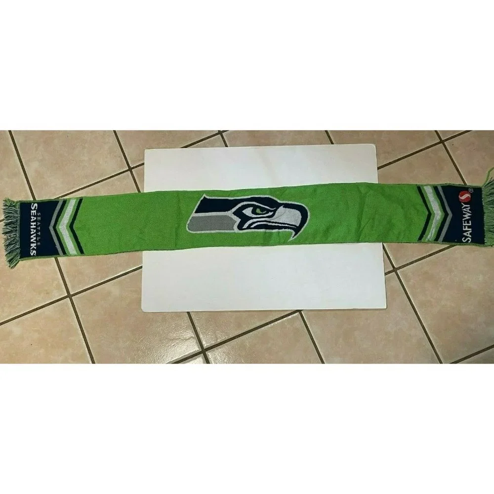 NFL Seattle Seahawks scarf knit football winter neck Safeway green blue